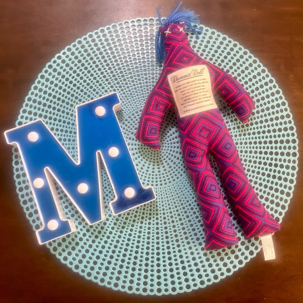 2015 Dammit Doll Geometric Diamond Harlequin Pattern Purple/Pink 12”